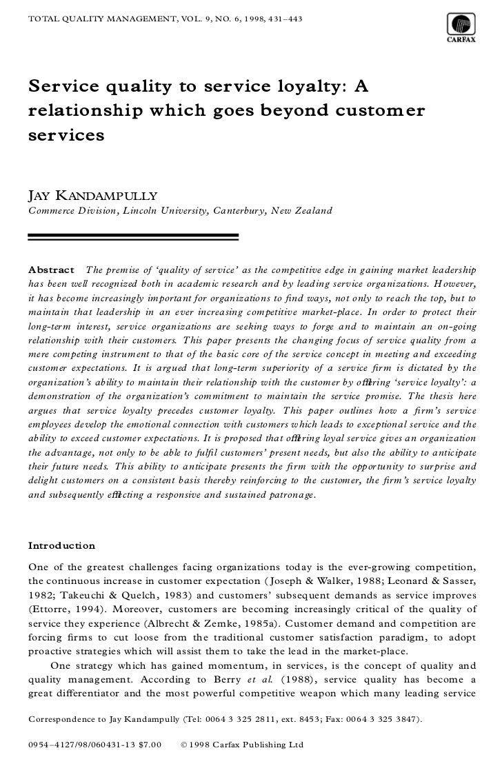 Dissertation on service quality management